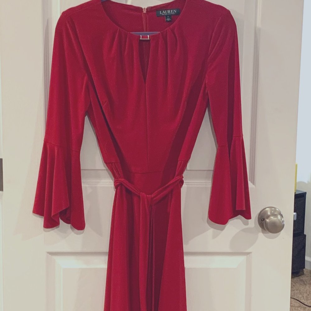 Red Ralph Lauren Red Dress with Keyhole - Size 2